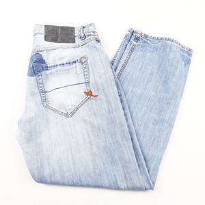 Rocawear Mens 38x34 Y2K Distressed Patch Medium Wash Denim Blue Jeans